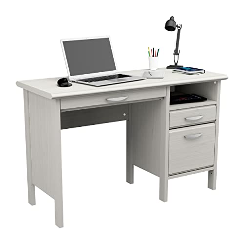 Inval 2-Drawer 1-Shelf Computer Desk with Keyboard Tray, Washed Oak