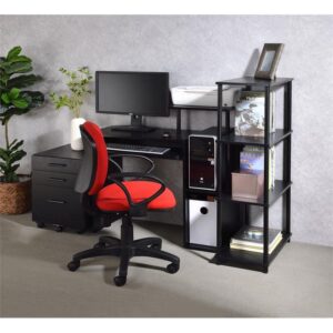 Acme Lyphre Wooden Rectangle Top Computer Desk with Keyboard Tray in Black