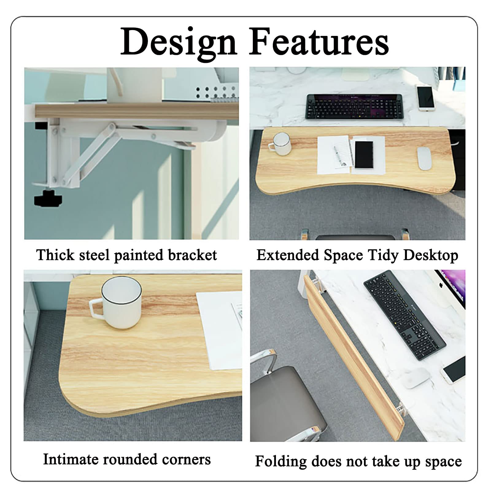 Desk Extender, Keyboard Platform Extender,Ergonomics Desk Extender Tray Clamp On Keyboard Drawer Table Mount Armrest Stand Computer Elbow Arm Support