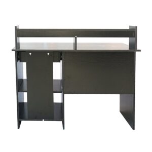 Black Computer Desk with Hutch, Computer Desk Study Writing Desk, Wooden Home Office Workstation PC Laptop Table with Drawer Shelf Keyboard Tray, Office Desk for The Modern Programmer 110 x 50 x 95CM