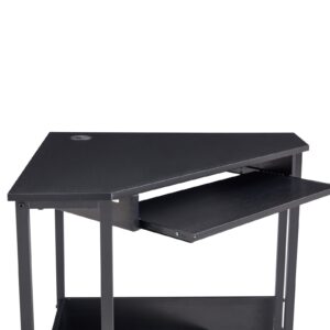 Daesar Triangle Computer Desk, Corner Desk with Smooth Keyboard Tray, Storage Shelves, Compact Home Office, Small Desk with Sturdy Steel Frame for Small Space, 28.34" L 24" W 30.11" H