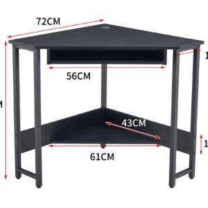 Daesar Triangle Computer Desk, Corner Desk with Smooth Keyboard Tray, Storage Shelves, Compact Home Office, Small Desk with Sturdy Steel Frame for Small Space, 28.34" L 24" W 30.11" H