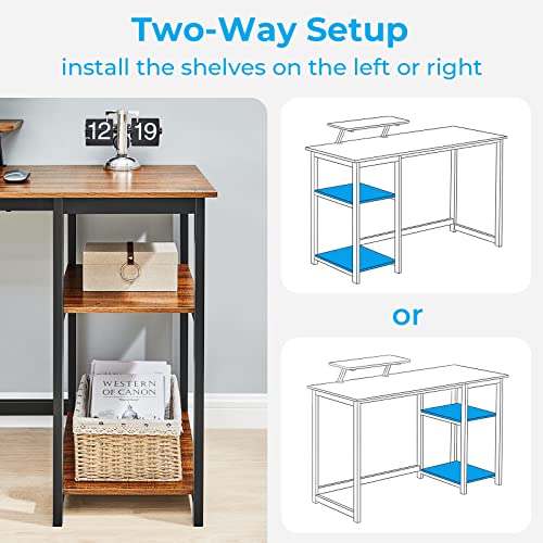 GreenForest Computer Desk with Monitor Stand,39 inch Small Desk with Reversible Storage Shelve,Home Office Work Desk for Small Spaces,Easy Assembly,Walnut