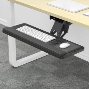 BBAUER Adjustable Keyboard Tray, Under Desk Keyboard Tray, Ergonomic Keyboard Tray, with Wrist Rest Pad, Easy Install Keyboard Stand