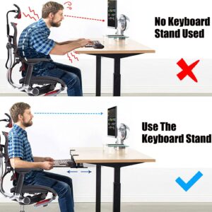 Keyboard Tray Under Desk, Pull Out Keyboard Tray with C Clamp, Computer Drawer for Typing, Ergonomic Desk Computer Keyboard Stand, Perfect for Home or Office