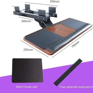 Keyboard Tray, Keyboard Platform Height Adjustable with Wrist Rest Rotating Keyboard Tray Under Desk Tilt Angle Adjustable Extendable Keyboard Drawers (Color : Beam Section, Size : 75cm)