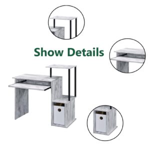 Rectangular Computer Desk, Modern Office Desk with Keyboard Tray, Shelf and Storage Compartment for Home Office, Shelf Dimension 9" L X 16" D X 20" H, Leg Space Dimension 24" L X 16" D X 24" H