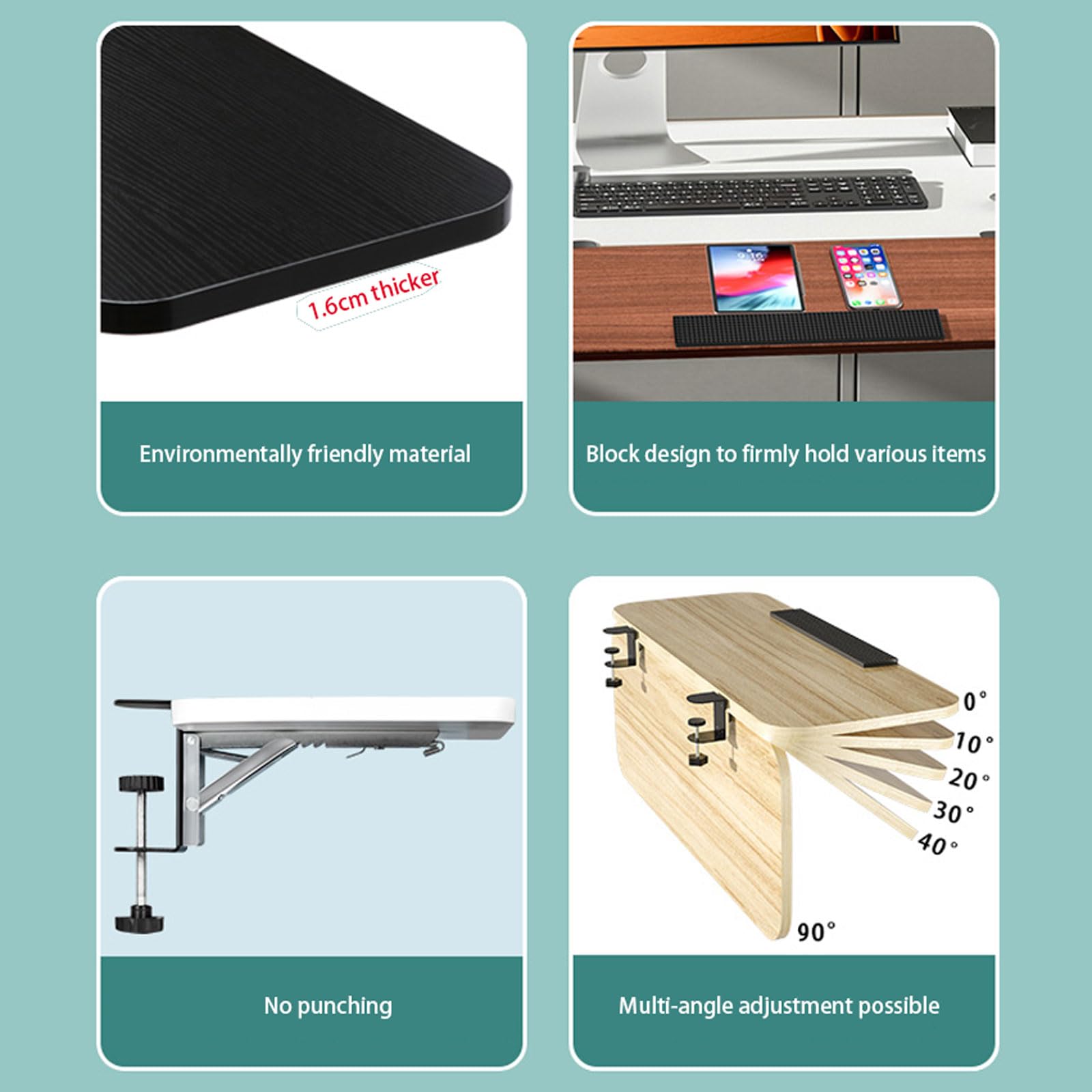 TODDLA Keyboard Tray, Ergonomics Desk Extender Tray, Multi-Angle Adjustable,Table Mount Armrest Shelf, Computer Elbow Arm Support, Computer Elbow Bracket, Desktop Extension Board-Teak||65 * 24cm