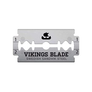 VIKINGS BLADE Double Edge Safety Razor Blades, 10x Blades, Swedish Steel + Platinum Coated, Replacement Razor Blades & Refills (Semi-Aggressive & Safe)