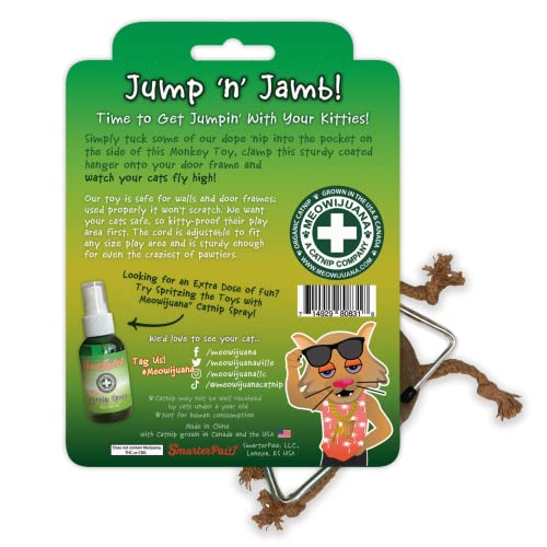 Meowijuana | Radi-Claw Bundle | Jump 'n' Jamb Monkey Door Hanger Toy and Happy Grass Catnip Blend | Promotes Play and Cat Health | Includes Organic Catnip