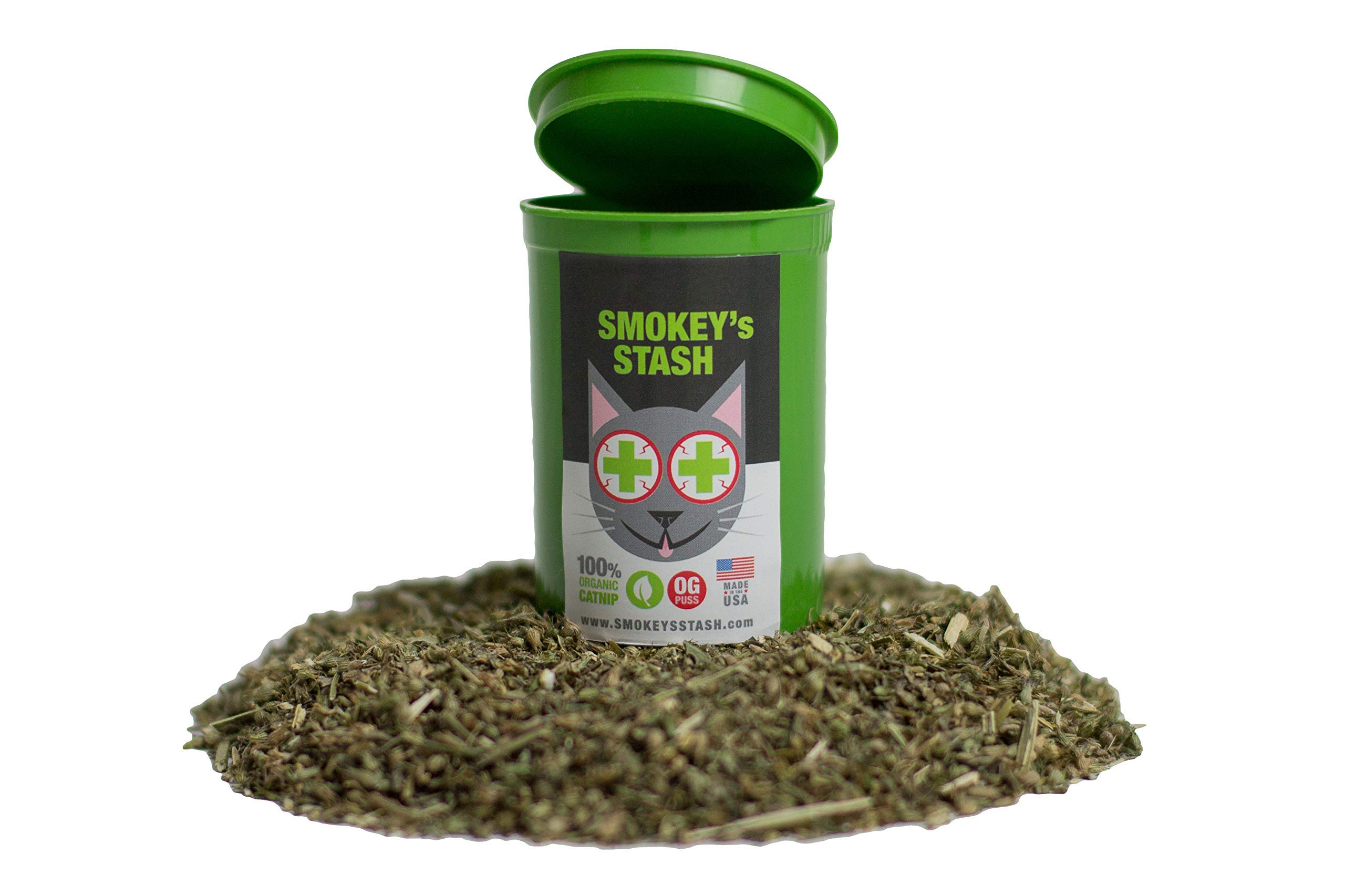 Smokey's Stash Organic Catnip OG puss Potent cat nip for Cats Small pop top