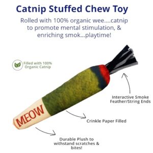 TOYGENICS - Doobie Catnip Toys for Indoor Cats w/Crinkly, Durable Material & Interactive String Ends for Cat Enrichment & Cat Teeth Cleaning, The Best-Kitten Toys-Cat Toys-Catnip Toy