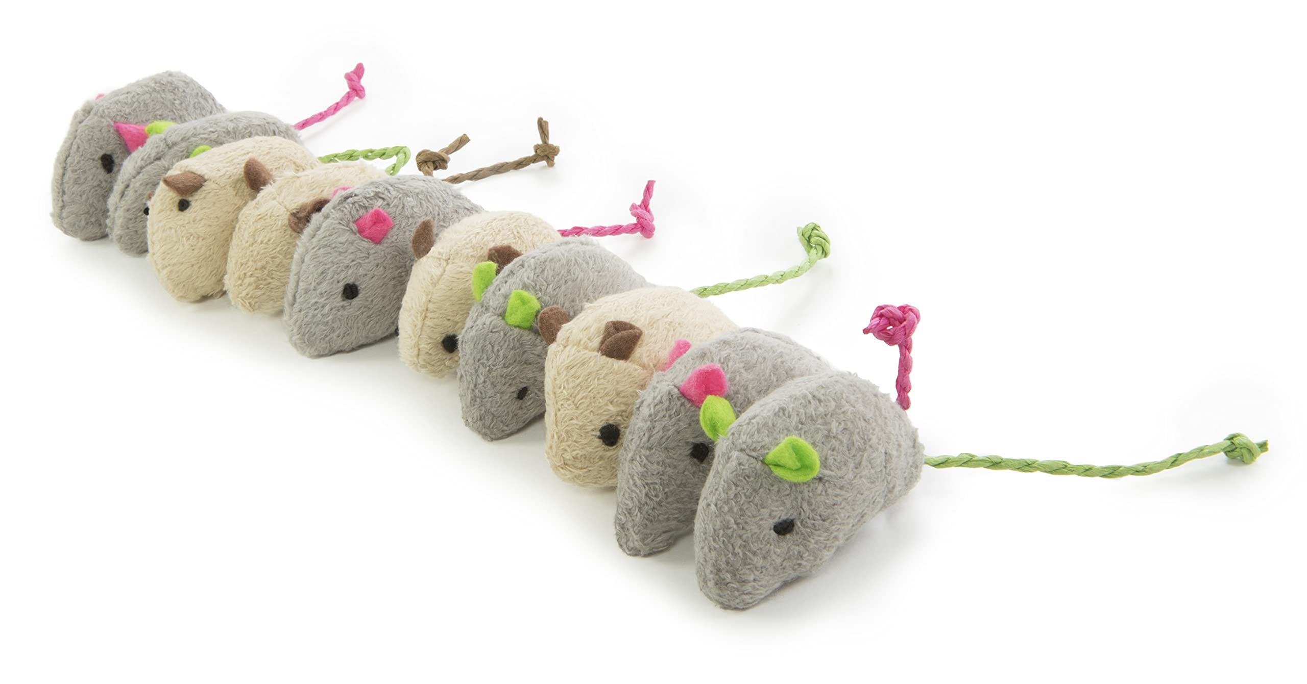 SmartyKat Skitter Critters Value Pack Catnip Cat Toys - Gray/Cream, Set of 10