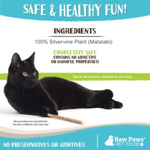 Raw Paws Silvervine for Cats (30-ct) - Silvervine Cat Toys for Indoor Cats - Catnip Sticks - Matatabi Cat Chew Stick - Silvervine Sticks for Cats, Silver Vine Sticks Cat Kicker Toy, Cat Toy Silvervine