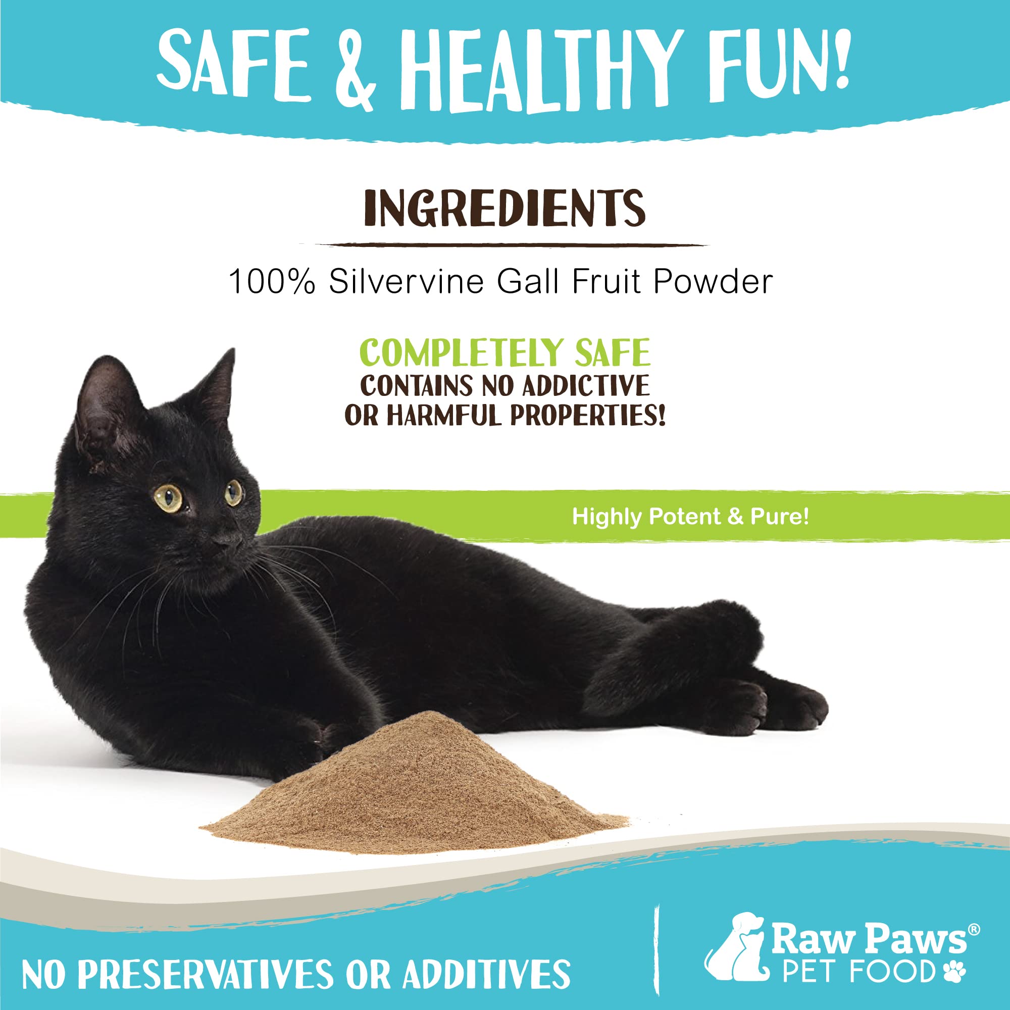 Raw Paws Silvervine Powder, 75 Grams - 2X More Attractive than Catnip for Cats, 100% Silver Vine Gall Fruit Powder, Matatabi Silvervine Cat Toy for Indoor Cats, Catnip Kitten Toys, Silvervine for Cats