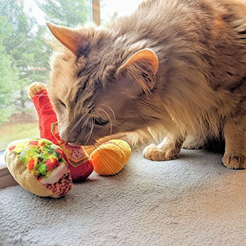 Huxley & Kent Cat Toy | Fat Cat Hot Sauce | Snack Attack Strong Catnip Filled Cat Toy | Soft Plush Kitty Toy with Catnip and Crinkle | Kittybelles