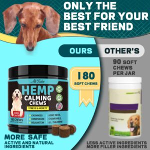 Hemp Calming Chews for Dogs - Dog Calming Treats Anxiety Relief 100% Golden Ratio of Natural Ingredients Calming Dog Treats, Aid with Separation, Barking, Stress Relief, Thunderstorms - Duck Flavor