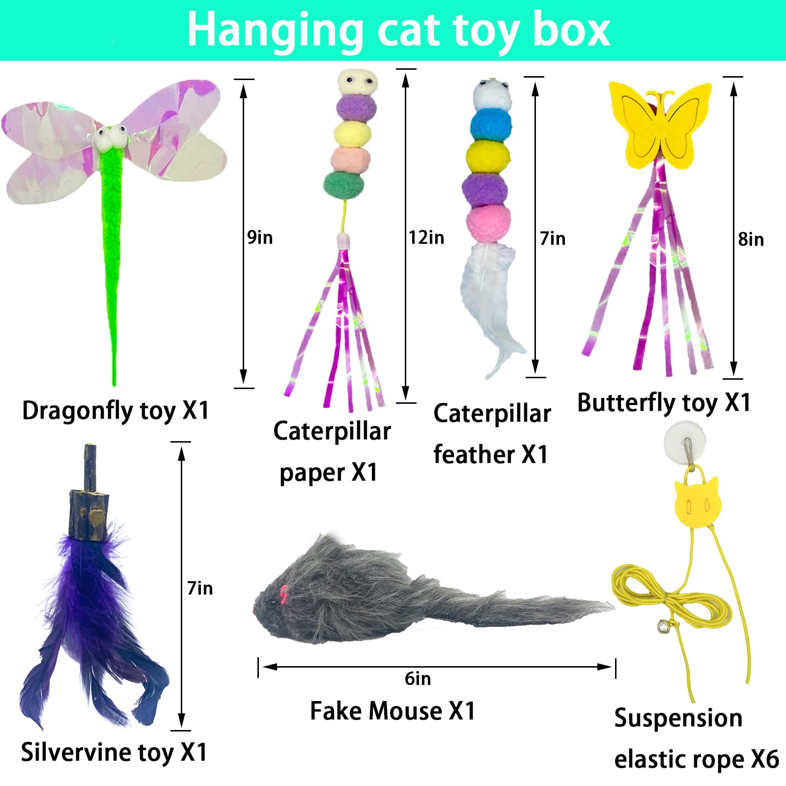 Mitubati Cat Toys Indoor Hanging Door Retractable Bird Cat Toy for Kitten Fun Exercise Interactive String Feather Cat Toys for Hunting Chase (6 Pack)