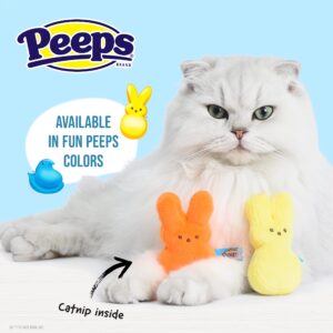 Peeps for Pets Peeps Bunnies Plush Catnip Cat Toys in Orange and Yellow, 4"- 2 Count | Small Cat Toy Set with 2 Cat Toys | Catnip Cat Toys Plush Cat Toys from Peeps Marshmallow Candy Brand (FF20244)