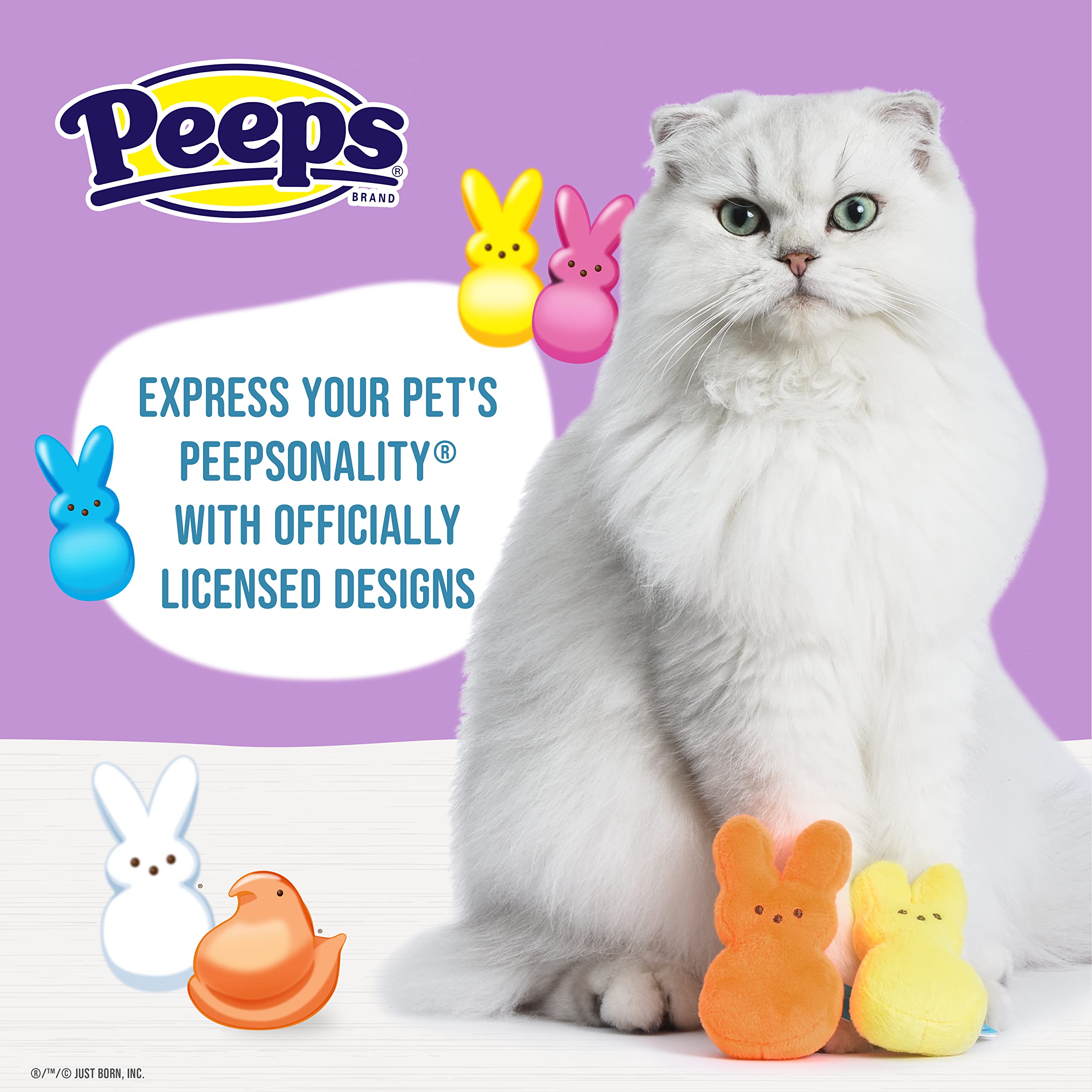 Peeps for Pets Peeps Bunnies Plush Catnip Cat Toys in Orange and Yellow, 4"- 2 Count | Small Cat Toy Set with 2 Cat Toys | Catnip Cat Toys Plush Cat Toys from Peeps Marshmallow Candy Brand (FF20244)