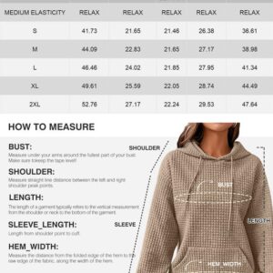 SHEWIN Womens Hoodies Casual Long Sleeve Drawstring Waffle Hoodie Pullover Sweatshirts Loose Hooded Sweatshirt for Women Trendy Fall Tops,US 4-6(S),Khaki