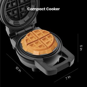 Chefman Big Stuff, Belgian Deep Stuffed Waffle Maker, Mess-Free Moat, 5-Inch Diameter with Dual-Sided Heating Plates, Wide Wrap with Locking Lid, Pour Light Indicator, Cool-Touch Handle, Black