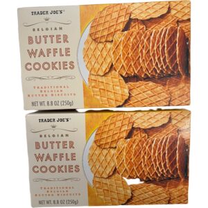 Trader Joe's Belgian Butter Waffle Cookies Traditional Belgian Butter Biscuits, 8.8 oz (Pack of 2)