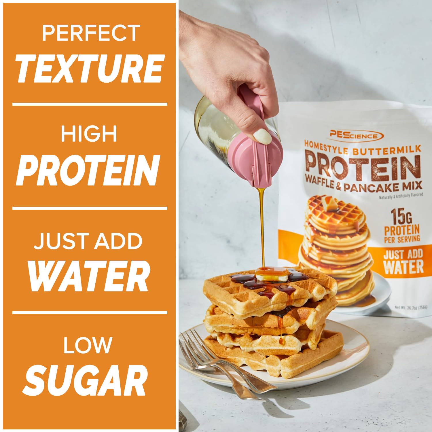 PEScience Buttermilk Protein Pancake & Waffle Mix, Just Add Water, 12 Servings