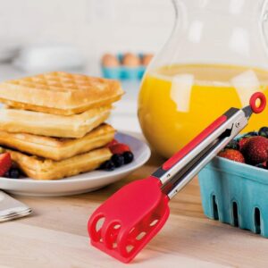 Waffles Batter Dispenser n Waffle Tongs Combo Set,Get Perfectly Fluffy Waffles Every Time! Batter Measuring Separator for Pancakes, Cupcake, Muffin Quick Filling Cookie Batter