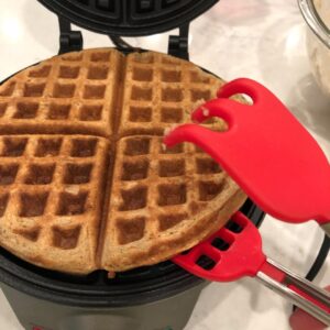 Waffles Batter Dispenser n Waffle Tongs Combo Set,Get Perfectly Fluffy Waffles Every Time! Batter Measuring Separator for Pancakes, Cupcake, Muffin Quick Filling Cookie Batter