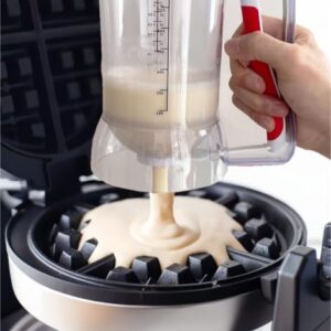 Waffles Batter Dispenser n Waffle Tongs Combo Set,Get Perfectly Fluffy Waffles Every Time! Batter Measuring Separator for Pancakes, Cupcake, Muffin Quick Filling Cookie Batter