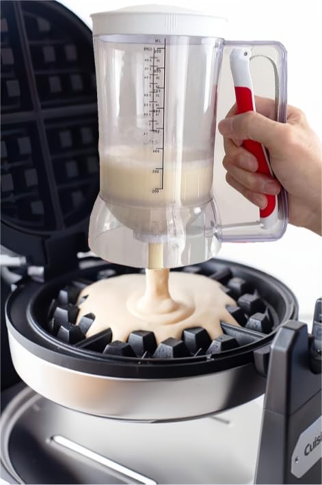 Waffles Batter Dispenser n Waffle Tongs Combo Set,Get Perfectly Fluffy Waffles Every Time! Batter Measuring Separator for Pancakes, Cupcake, Muffin Quick Filling Cookie Batter