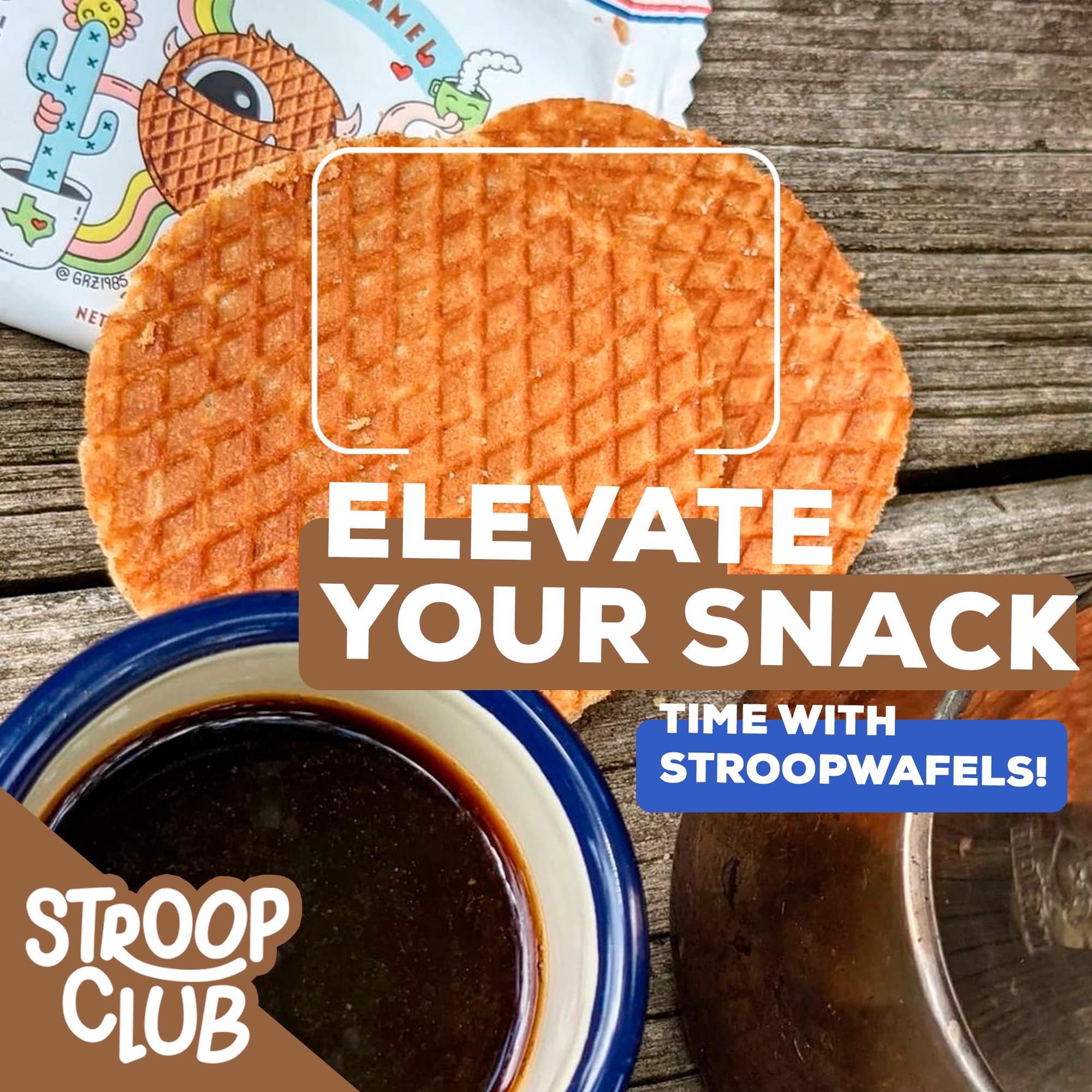 Stroop Club Coffee Infused Organic Stroopwafel Caramel Treats | Vegan, Plant-Based and Dutch-Approved Indulgence - 24 Vegan Waffle cookies (12 Packs of 2)