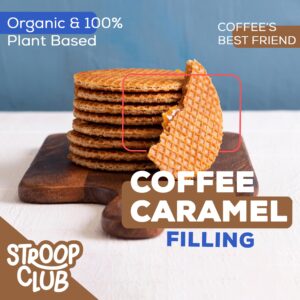 Stroop Club Coffee Infused Organic Stroopwafel Caramel Treats | Vegan, Plant-Based and Dutch-Approved Indulgence - 24 Vegan Waffle cookies (12 Packs of 2)