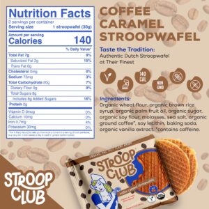 Stroop Club Coffee Infused Organic Stroopwafel Caramel Treats | Vegan, Plant-Based and Dutch-Approved Indulgence - 24 Vegan Waffle cookies (12 Packs of 2)