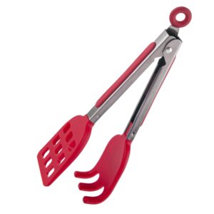 mini easy-grip waffle tongs holder, non-slip handle,red (1pc waffle tongs)