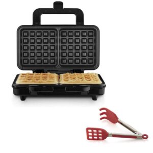 Mini Easy-Grip Waffle Tongs Holder, Non-Slip Handle,Red (1pc Waffle tongs)