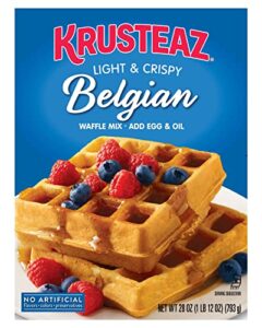 krusteaz light & crispy belgian waffle mix - no artificial flavors, colors, or preservatives - 28 oz (pack of 2) (packaging may vary)