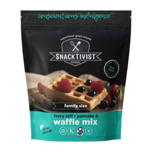 snacktivist foods - gluten-free, vegan, pancake & waffle mix, non-gmo, egg-free, dairy-free, 23 ounce