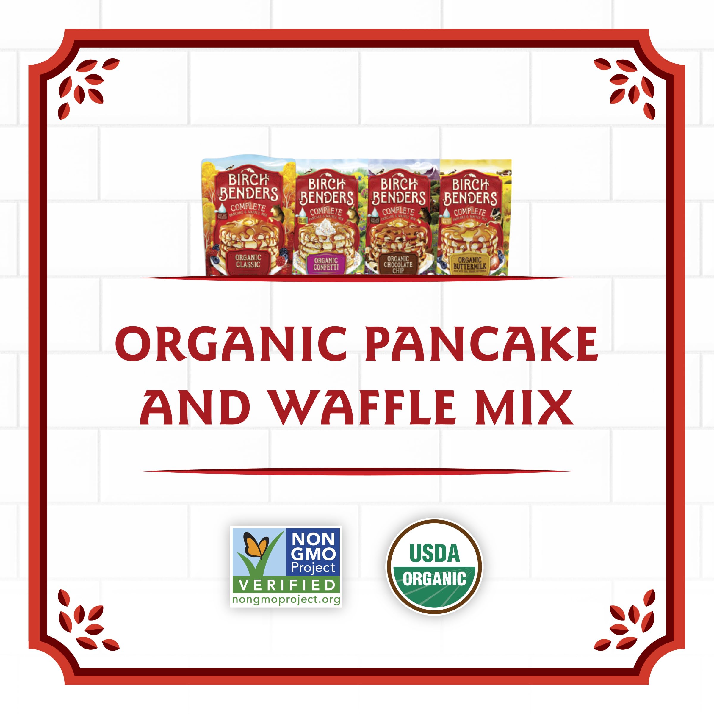 Birch Benders Organic Classic Pancake and Waffle Mix, 16 oz (Pack of 2) with By The Cup Swivel Spoons