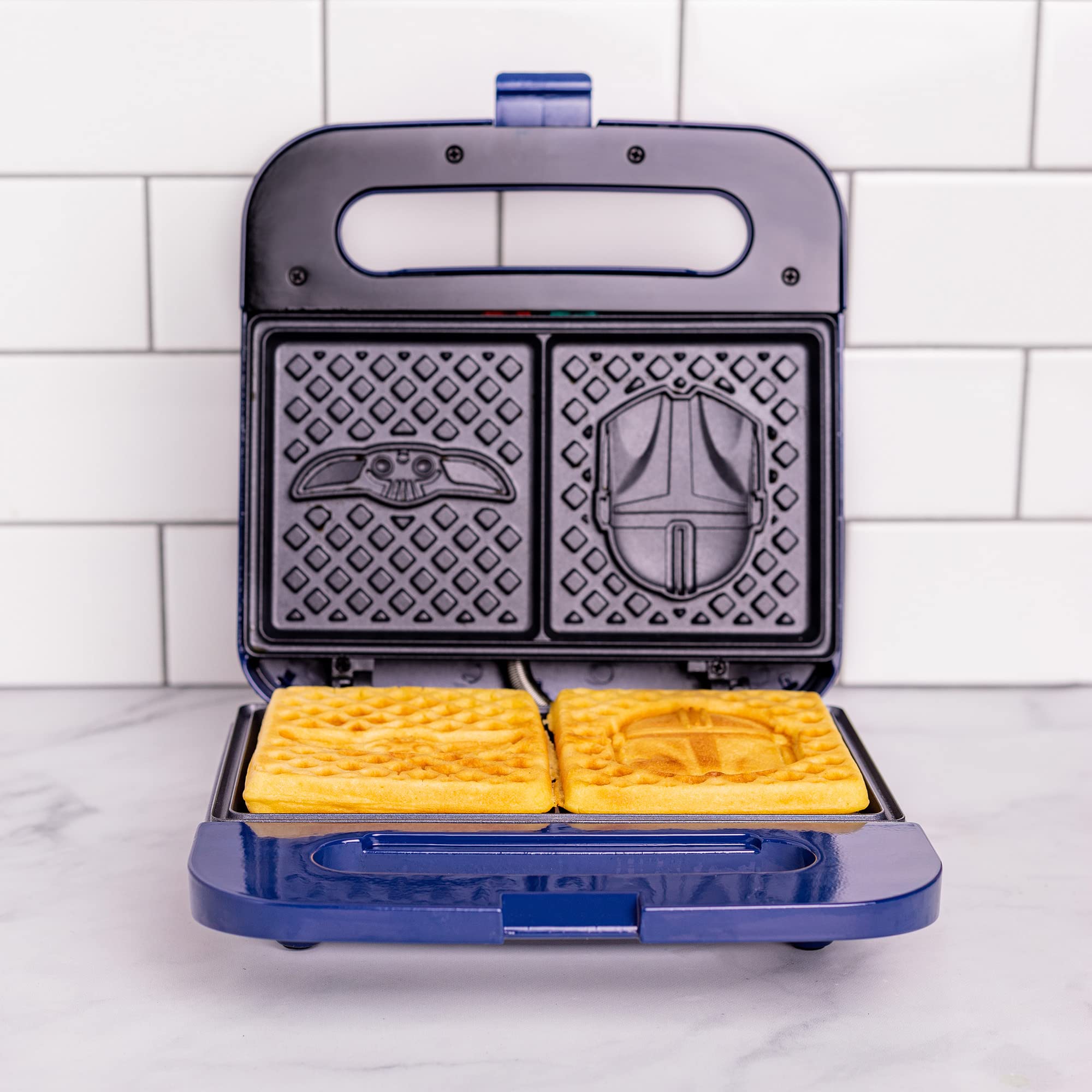 Uncanny Brands Mandalorian Waffle Maker - Bounty Hunter & Baby Yoda Waffles - Star Wars Kitchen Appliance