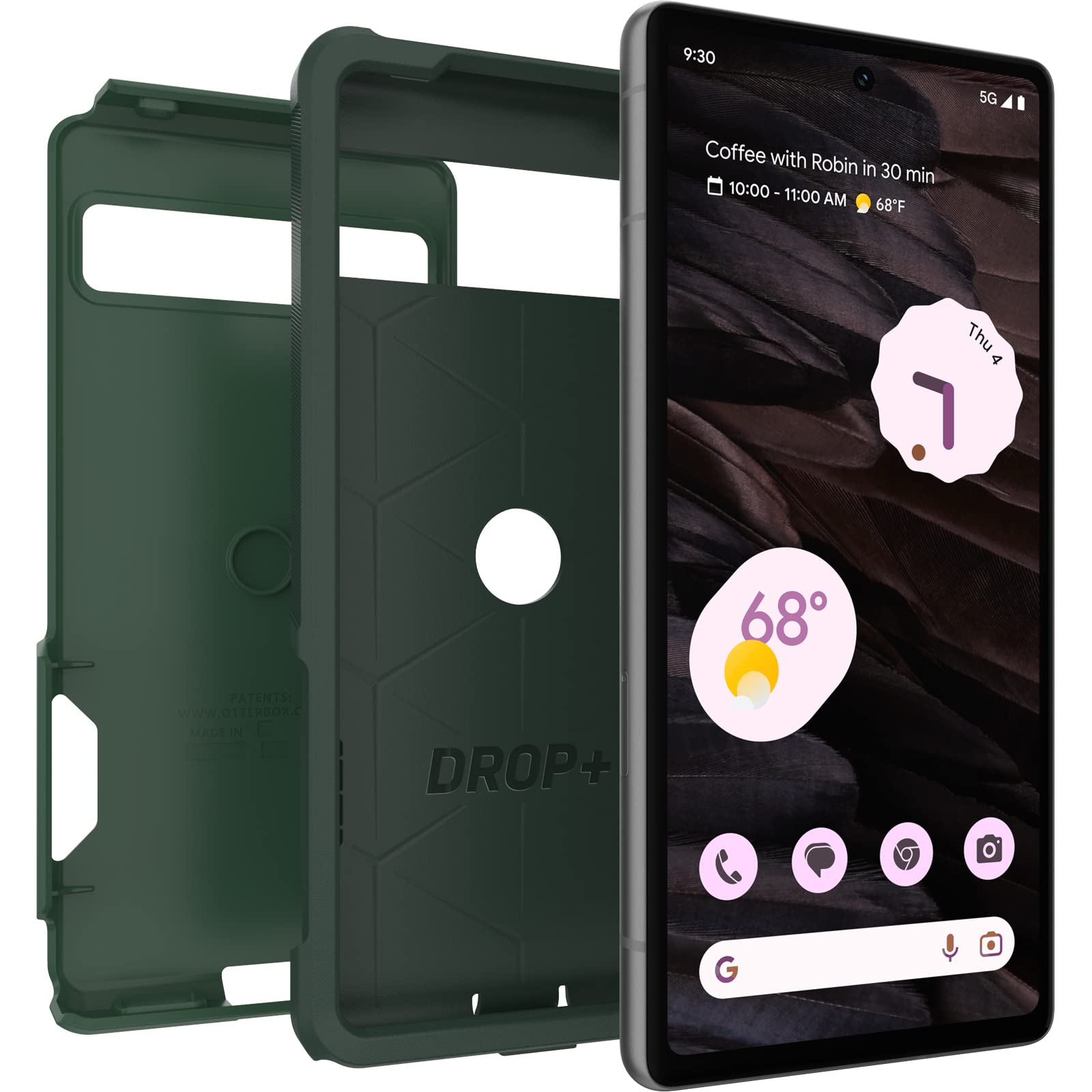 OtterBox Google Pixel 7A Commuter Series Case - TREES COMPANY (Green), slim & tough, pocket-friendly, with port protection