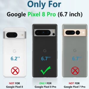 FNTCASE for Google Pixel 8-Pro Case: Military Grade Drop Proof Protective Rugged Pixel 8pro Cell Phone Cover with Kickstand & Slide | Shockproof Matte Heavy Duty Protection Tough Cases 6.7''- Green