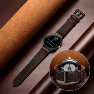 Leather Bands Compatible for Google Pixel Watch Band Leather for Men, Pixel Watch Wristband Adjustable Clasp Strap for Google Pixel Watch (Brown/Black)