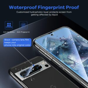 AACL Pixel 8 Pro Screen Protector Tempered Glass with Camera Lens Protector for Google Pixel 8 Pro Screen Protector，6.7 Inch [Fingerprint Unlock][Anti-Scratch] [9H] [3 +2 Pack ]