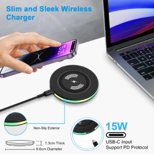 15W Pixel Wireless Charger for Google Pixel 8a/8/8 Pro, 7a/7 Pro/7, 6 Pro/6, 5, 4XL, 3XL, Wireless Charger Station Fast Charging Pad for Samsung Galaxy S24 S23 S22 S21 S20 S10 S9, iPhone 15 14 13 12