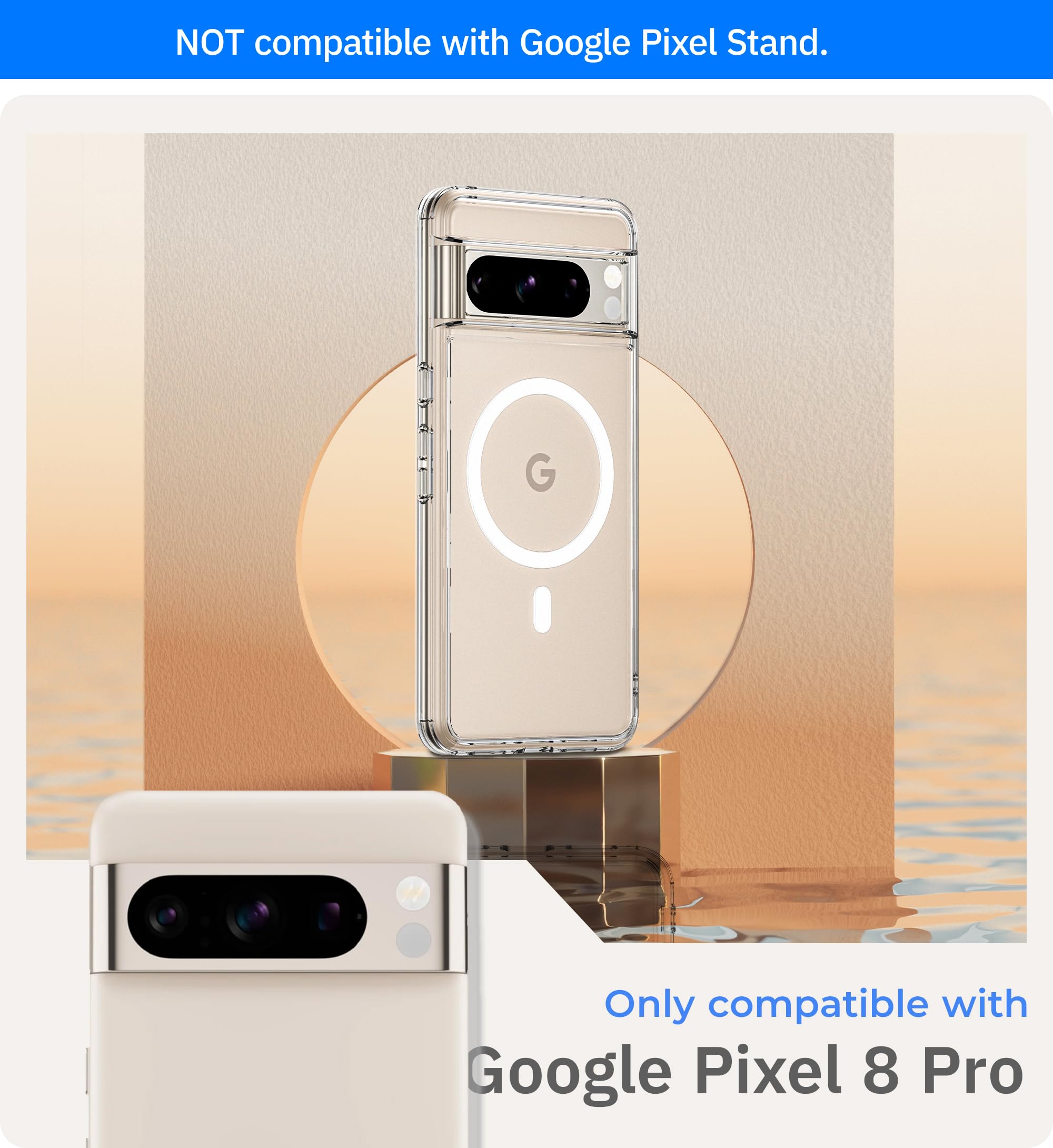 LONLI JIC - for Pixel 8 Pro Case - Tough Clear Protective Phone Case - [Built-in Magnets for Magsafe] - [10 FT Drop Protection]
