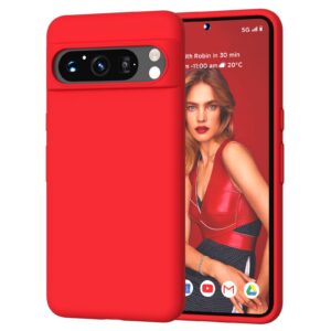 COFFKER Compatible with Pixel 8 Pro Case, Liquid Silicone Case, Full Body Shockproof Protective Cover,【Soft Microfiber Lining】 Slim Thin Phone Case for Google Pixel 8 Pro 6.7 inch, Red