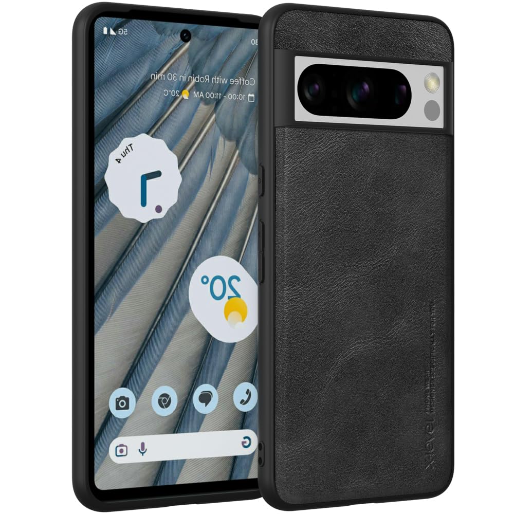 X-level Google Pixel 8 Pro Case, Thin Slim Premium PU Leather Soft TPU Bumper Shockproof Protective Phone Cover for Google Pixel 8 Pro 2023 (Black)