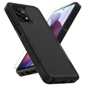 mdcn for google pixel 7a case: dual layer protective heavy duty cell phone cover shockproof rugged with screen protector - military protection bumper tough - google pixel 7a 2023, black